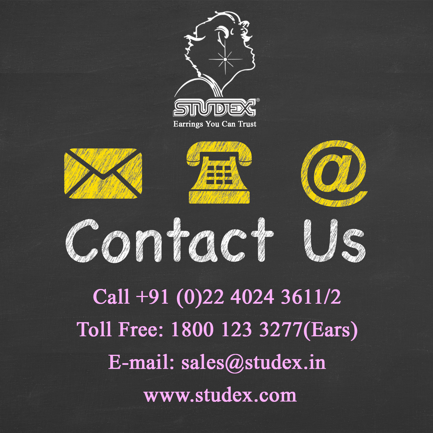 Contact us for your orders , for feedback or suggestions through Toll free: 18001233277, 022 40243611/2 or mail us @ sales@studex.in. and log on to www.studex.com for more information. Like us on our social media pages @ Facebook • twitter • pintrest • LinkedIn • wordpress